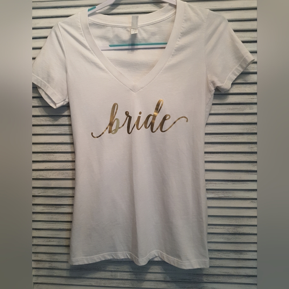 Women's Short Sleeve V-Neck  Bride Top. Size Medium.